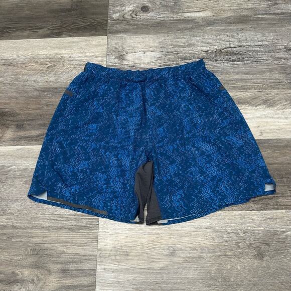 Lululemon Pace Breaker Blue Black Mens M Swift Ultra Quick Dry Active Short - Picture 1 of 11